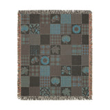 Autumn Patchwork Woven Blanket - Pumpkin, Leaf & Plaid Throw