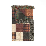 Autumn Patchwork Woven Blanket - Pumpkin, Leaf & Plaid Throw