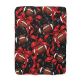 Football Sherpa Blanket — Red & Black Ribbon Pattern