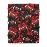 Football Sherpa Blanket — Red & Black Ribbon Pattern