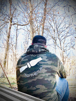Committed to the Call—Camo hoodie with white design