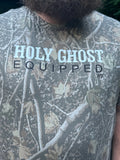 “Holy Ghost Equipped” on front and “Paid in Full” on the back — Light Camo T-Shirt