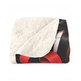 Football Sherpa Blanket — Red & Black Ribbon Pattern