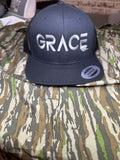 Black on black YP SnapBack embroidered in heather gray GRACE ￼