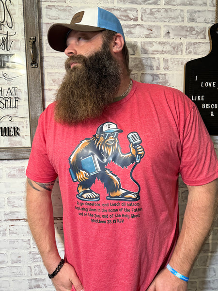 Bigfoot preacher Tshirt -Heather Red