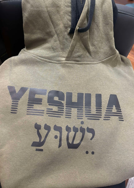 “Yeshua” Hoodie - OD Green with black design