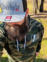 Committed to the Call—Camo hoodie with white design