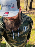 Committed to the Call—Camo hoodie with white design