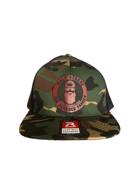 HB Camo hat with maroon HB patch