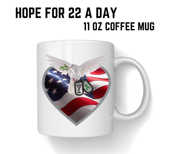 Hope For 22 a Day Coffee Mug (American Flag Heart) 11 oz