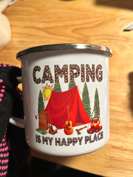Camping is My Happy Place 11 oz Camp Mug