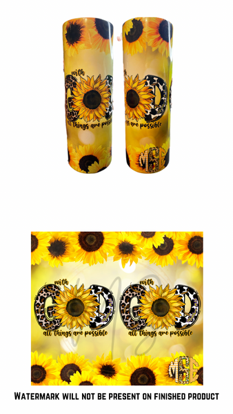 Sunflowers/With God 20oz Tumbler