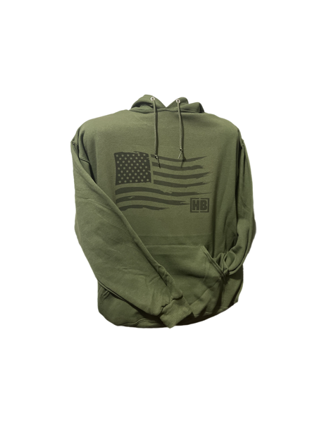 Army Green Hoodie with Flag Logo