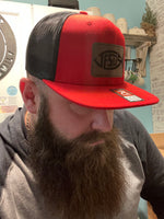 Richardson flat bill red and black brown Jesus logo